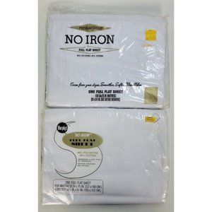 2‎ Vintage NIP Murphy's White Full Flat Sheets 50/50 Cotton Polyester